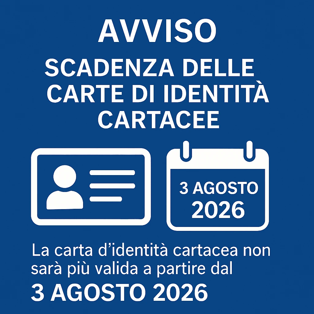 Avviso importante per i cittadini in possesso di carta d'identità cartacea.
